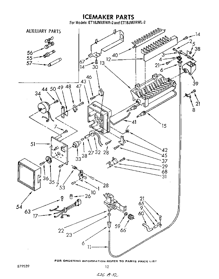 ICE MAKER , NOT ILLUSTRATED Diagram and Parts List for ET18JMXRWR2  Whirlpool Refrigerator