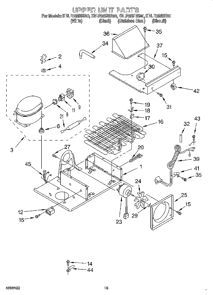 UPPER UNIT Diagram and Parts List for KBLP36MHS00  KitchenAid Refrigerator