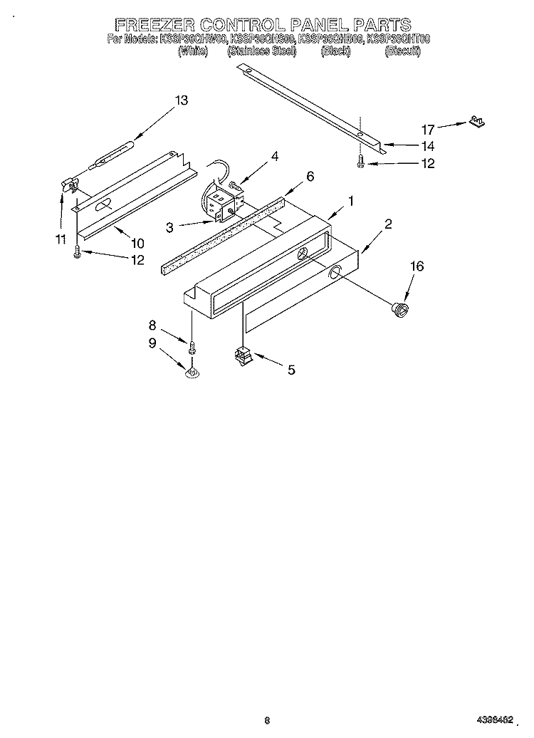 FREEZER CONTROL PANEL Diagram and Parts List for KSSP36QHT00  KitchenAid Refrigerator