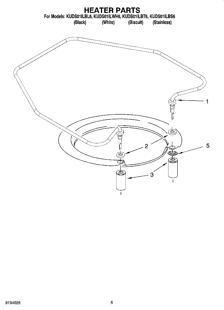 HEATER PARTS Diagram and Parts List for KUDS01ILWH6  KitchenAid Dishwasher