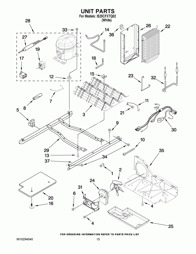 UNIT PARTS Diagram and Parts List for IS25CFXTQ02  Inglis Refrigerator