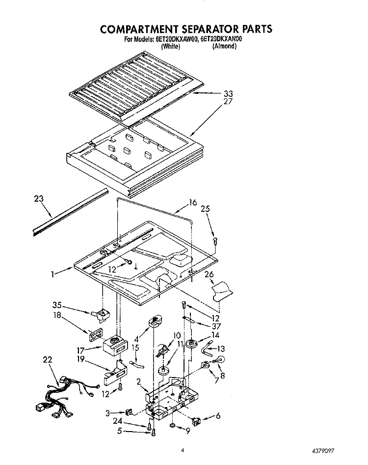 COMPARTMENT SEPARATOR Diagram and Parts List for 6ET20DKXAW00  Whirlpool Refrigerator