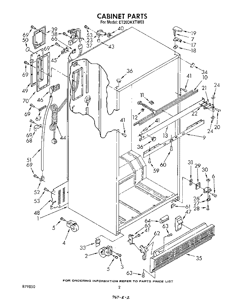 CABINET Diagram and Parts List for ET20DKXTM03  Whirlpool Refrigerator