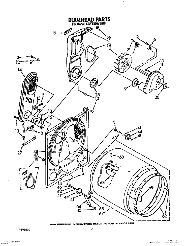 BULKHEAD Diagram and Parts List for KGYE550VAL0  KitchenAid Dryer