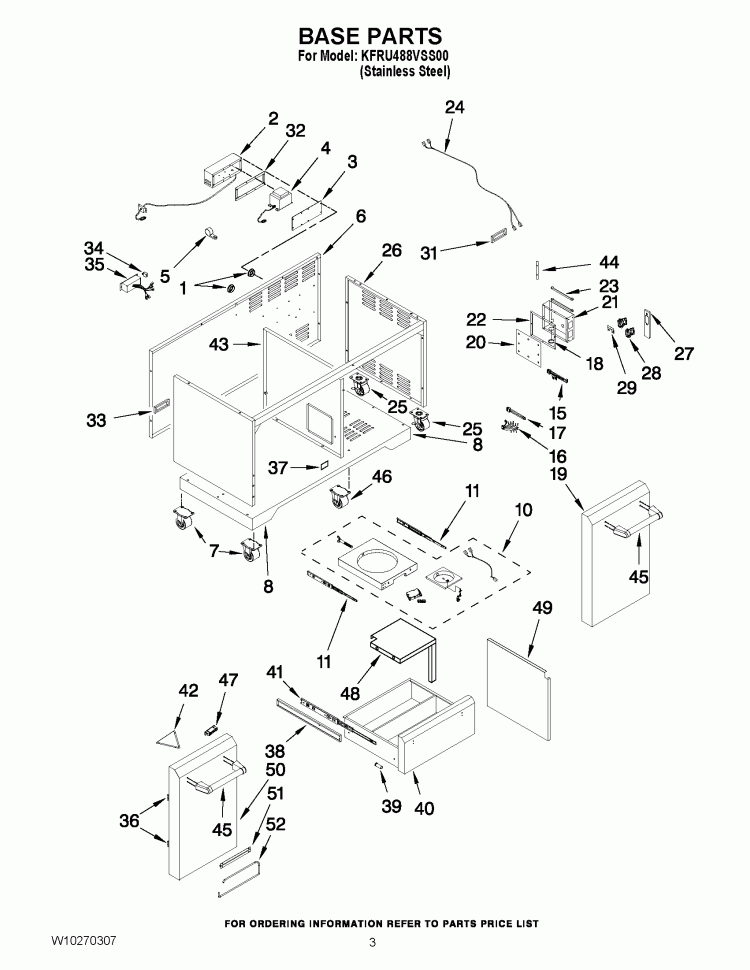 BASE PARTS Diagram and Parts List for KFRU488VSS00  KitchenAid Grill