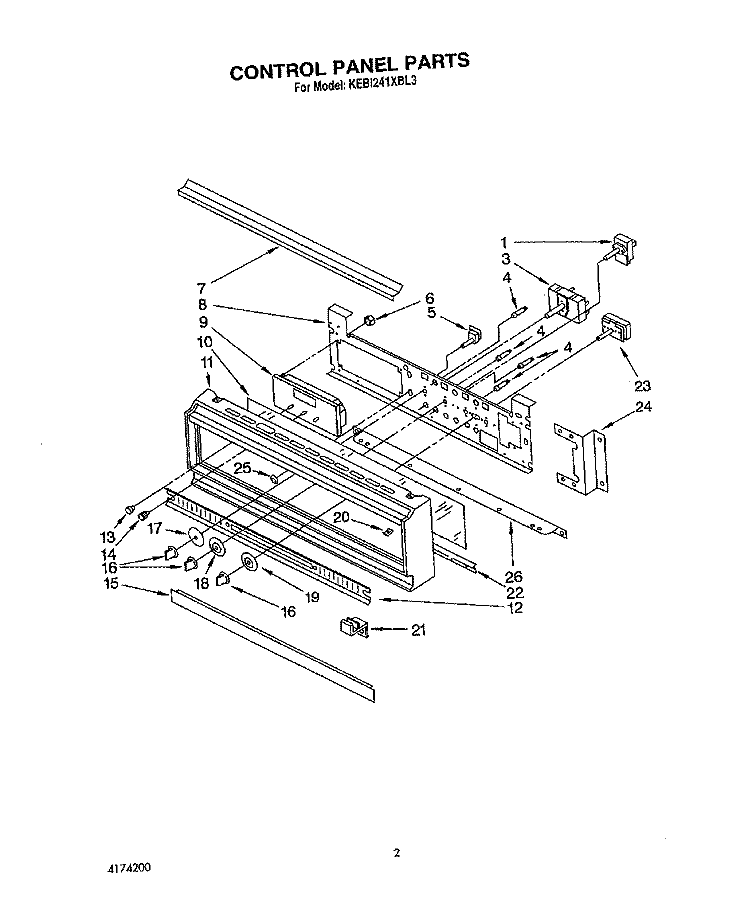 CONTROL PANEL, LIT/OPTIONAL Diagram and Parts List for KEBI241XBL3  KitchenAid Wall Oven