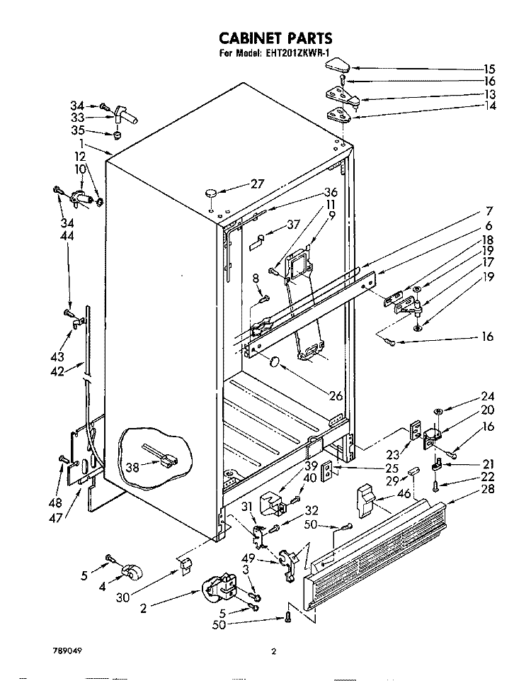 CABINET Diagram and Parts List for EHT201ZKWR1  Whirlpool Refrigerator