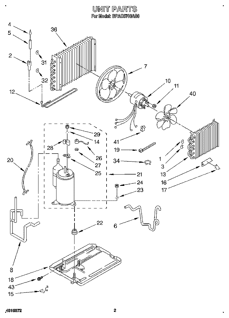 UNIT, LITERATURE Diagram and Parts List for BPAC0700AS0  KitchenAid Air Conditioner