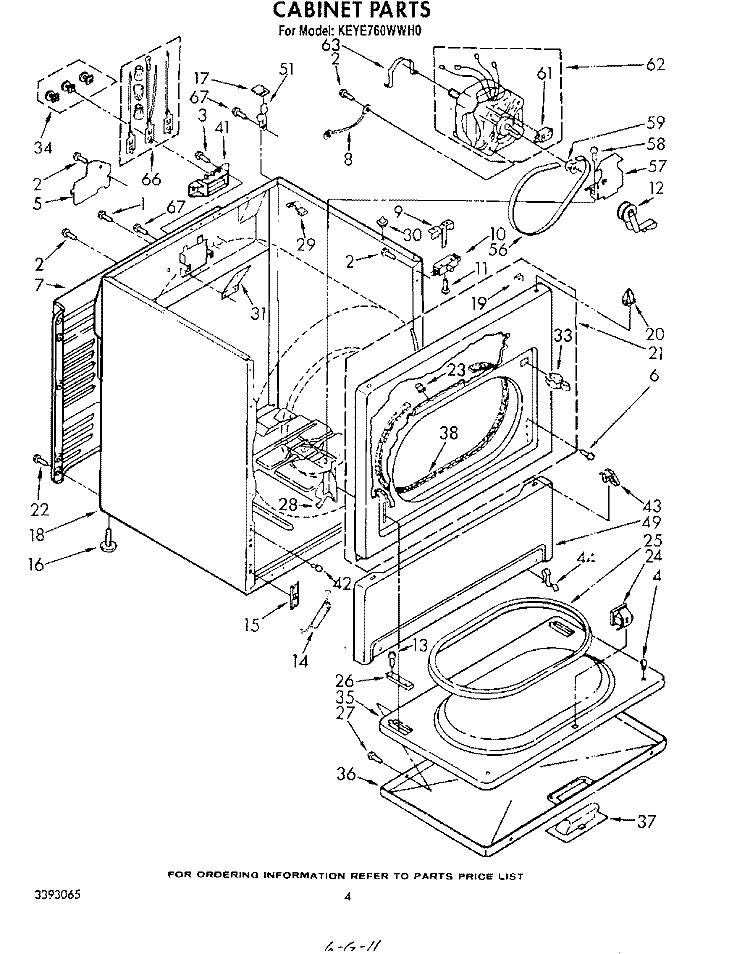 SECTION Diagram and Parts List for KEYE760WAL0  KitchenAid Dryer