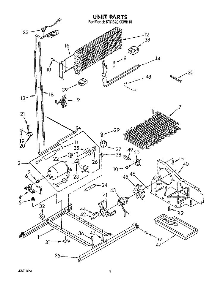 UNIT Diagram and Parts List for KTRS20KXAL10  KitchenAid Refrigerator