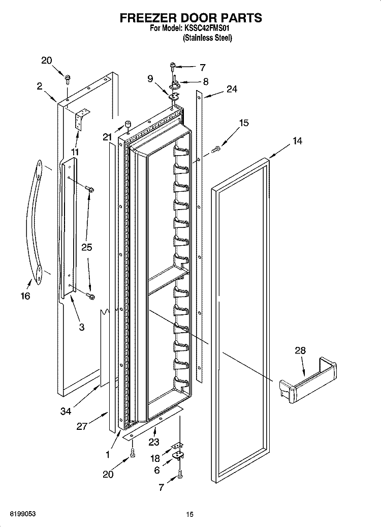 FREEZER DOOR PARTS Diagram and Parts List for KSSC42FMS01  KitchenAid Refrigerator