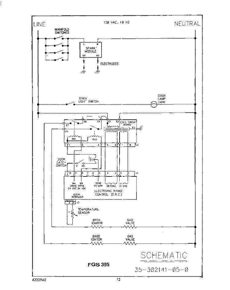 SCHEMATIC Diagram and Parts List for FGS395VL0  Whirlpool Range