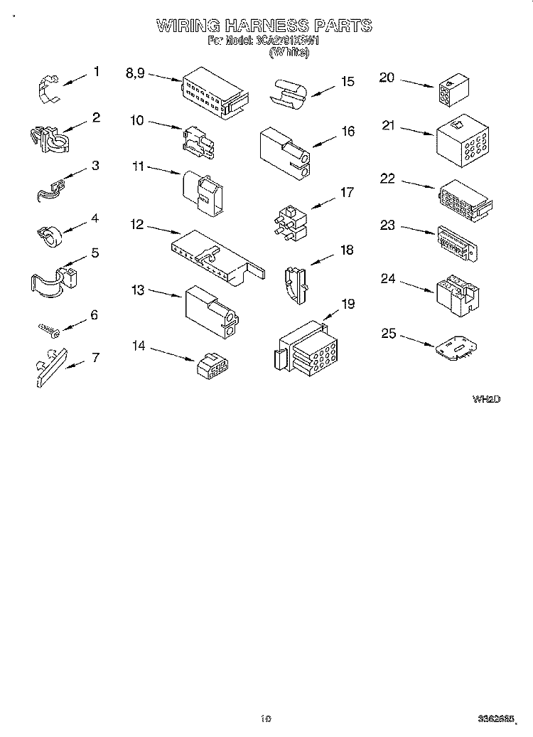 WIRING HARNESS Diagram and Parts List for 3CA2781XSW1  Whirlpool Washer