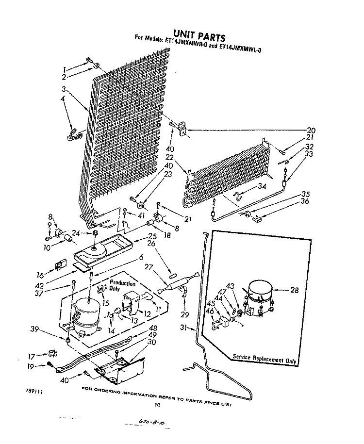 UNIT Diagram and Parts List for ET14JMXMWR0  Whirlpool Refrigerator