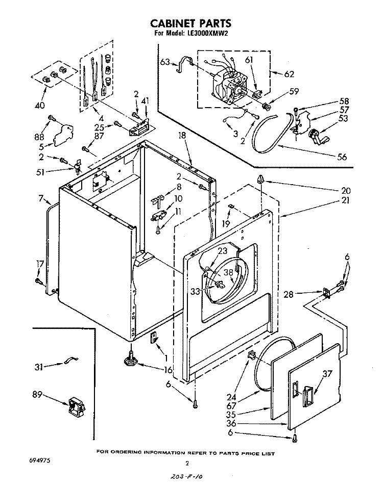 SECTION Diagram and Parts List for LE3000XMW2  Whirlpool Dryer