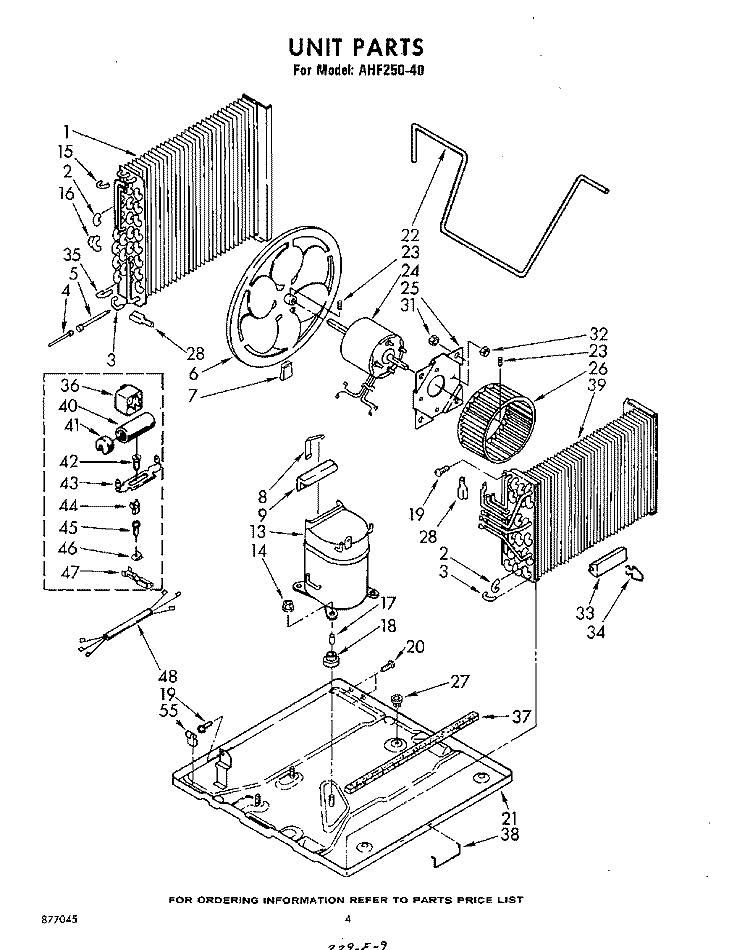UNIT Diagram and Parts List for AHF25040  Whirlpool Air Conditioner