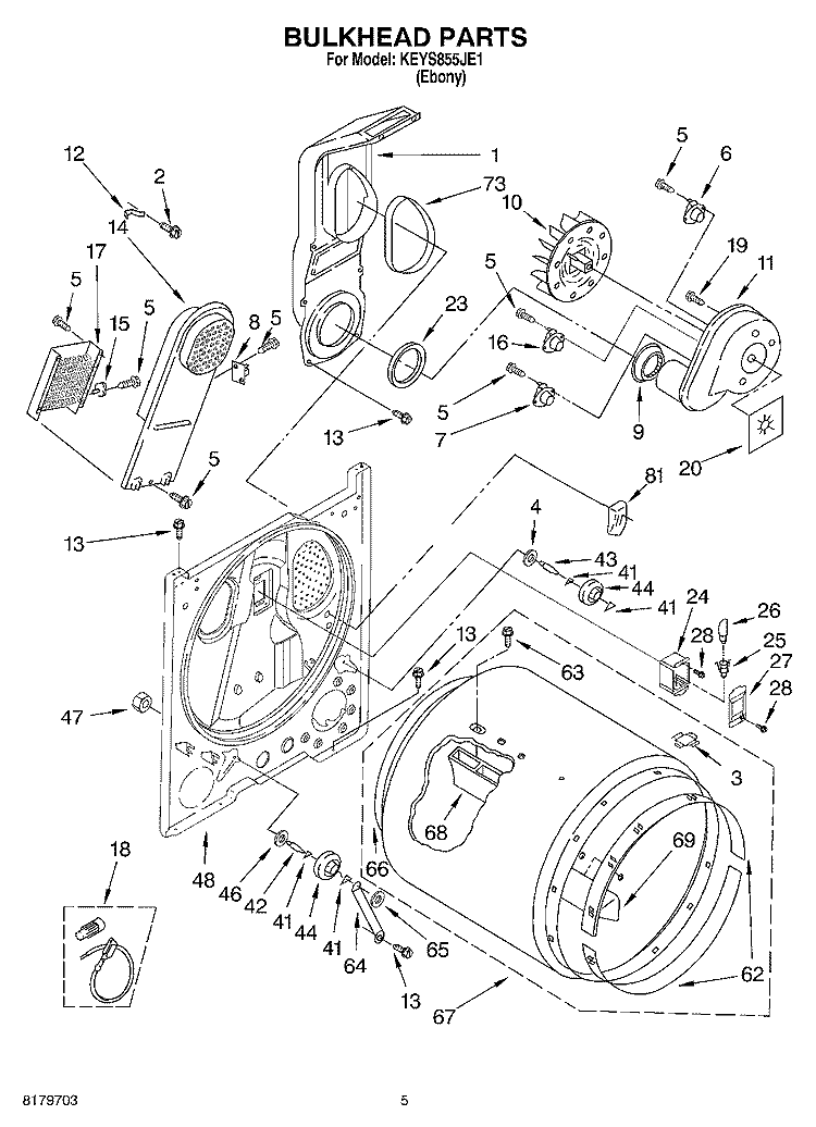 SECTION Diagram and Parts List for KEYS855JE1  KitchenAid Dryer