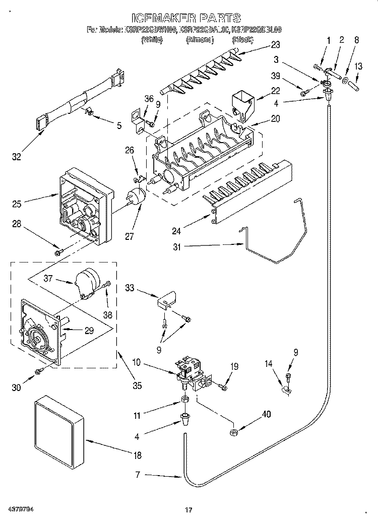 ICEMAKER Diagram and Parts List for KSRP22QDBL00  KitchenAid Refrigerator