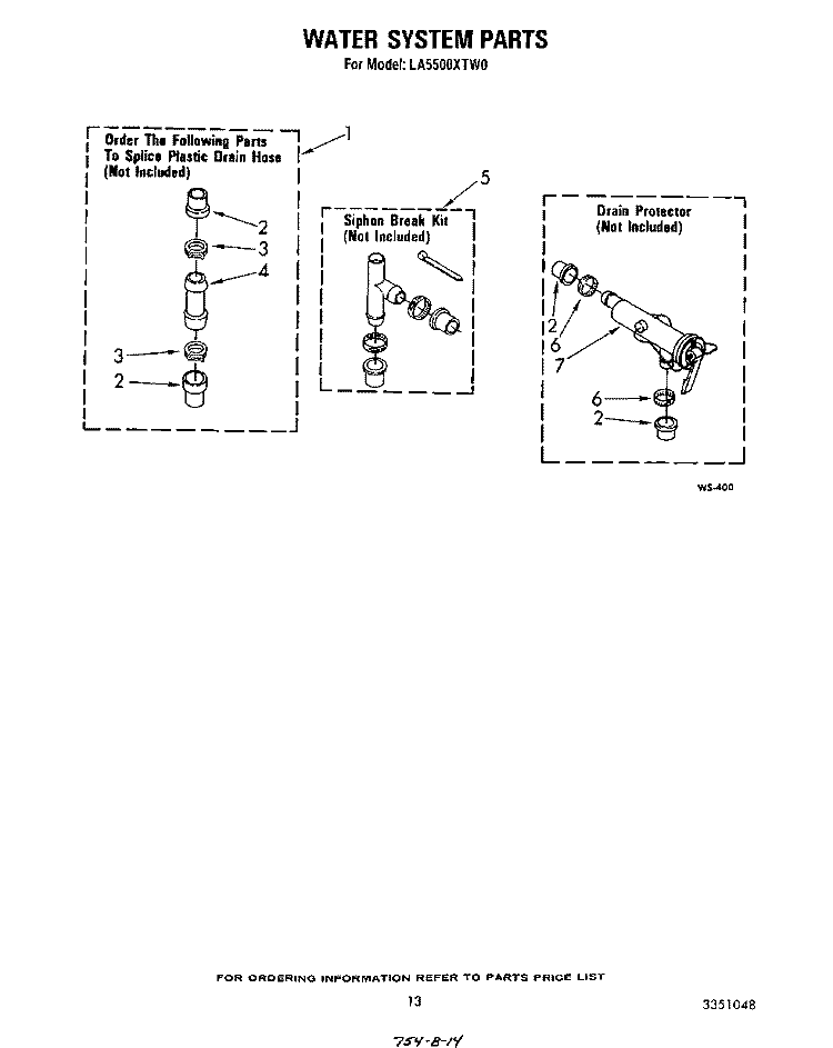 WATER SYSTEM Diagram and Parts List for LA5500XTG0  Whirlpool Washer