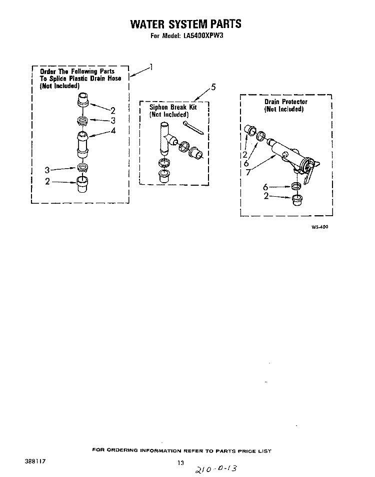 WATER SYSTEM Diagram and Parts List for LA5400XPW3  Whirlpool Washer