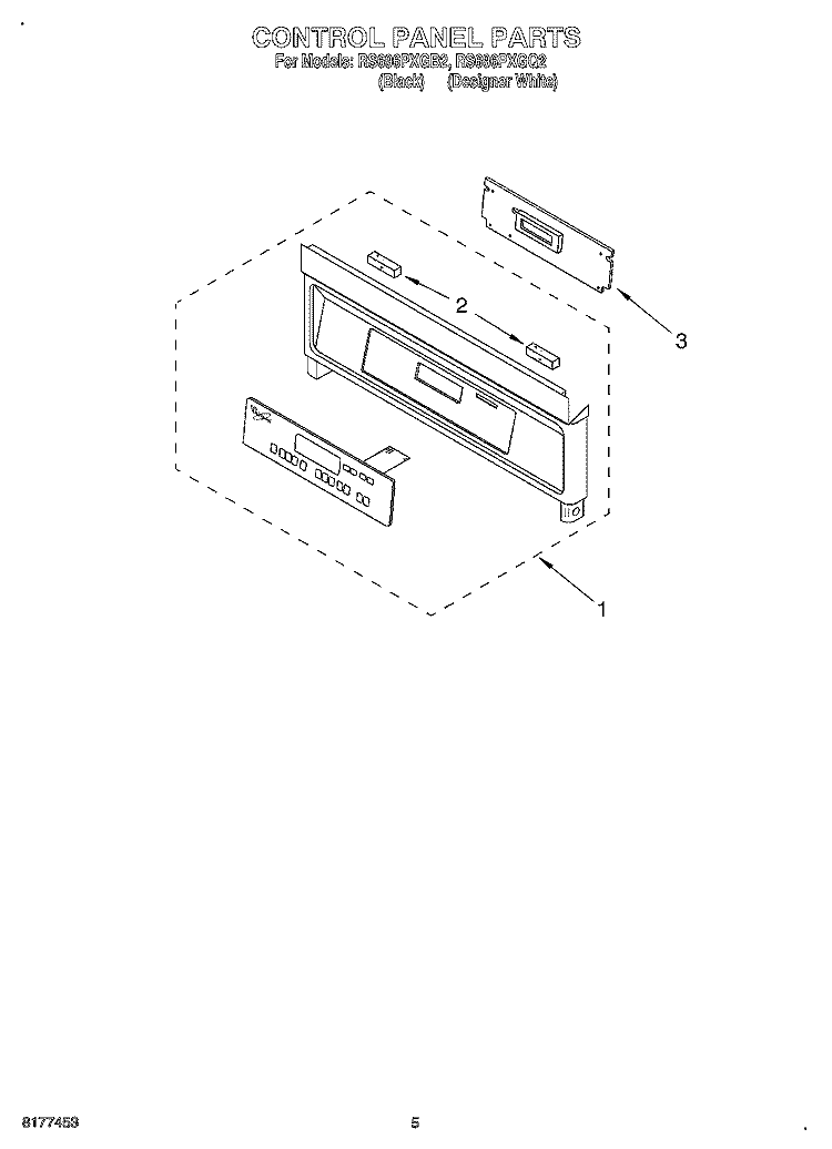 CONTROL PANEL Diagram and Parts List for RS696PXGB2  Whirlpool Range