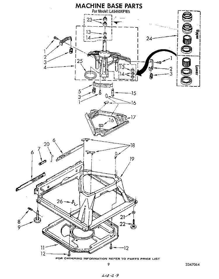 MACHINE BASE Diagram and Parts List for LA5460XPW5  Whirlpool Washer