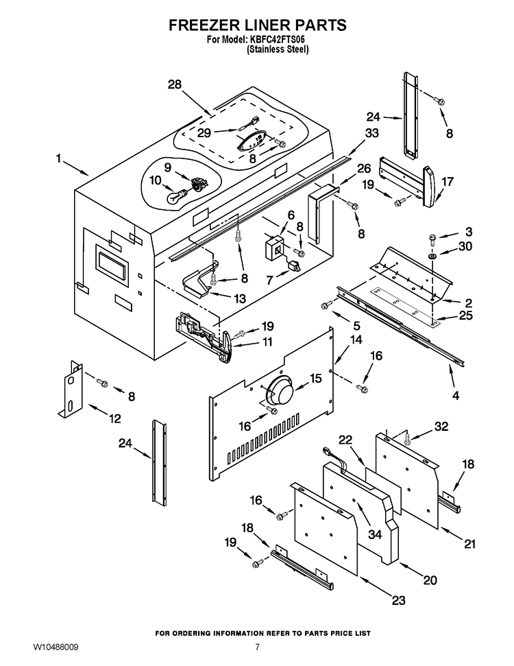 FREEZER LINER PARTS Diagram and Parts List for KBFC42FTS05  KitchenAid Refrigerator