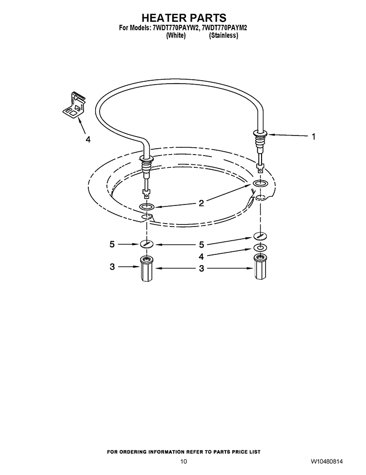 HEATER PARTS Diagram and Parts List for 7WDT770PAYW2  Whirlpool Dishwasher