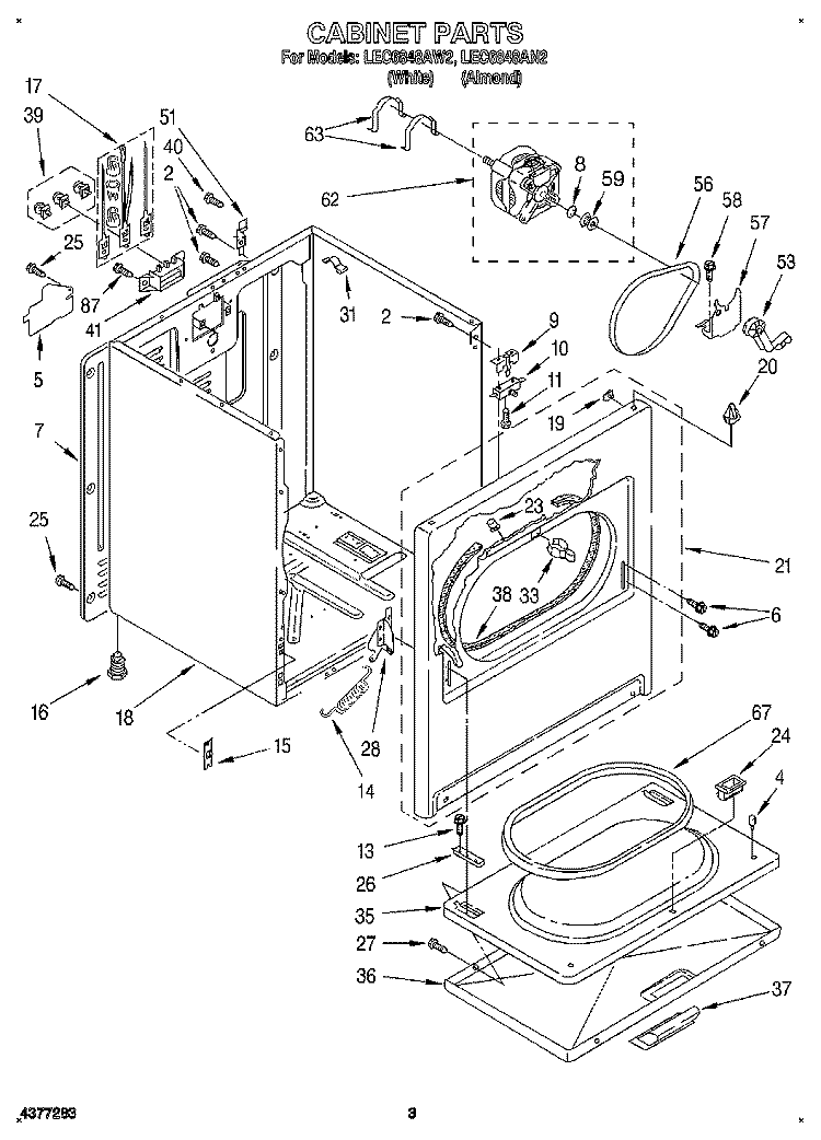 SECTION Diagram and Parts List for LEC6848AN2  Whirlpool Dryer