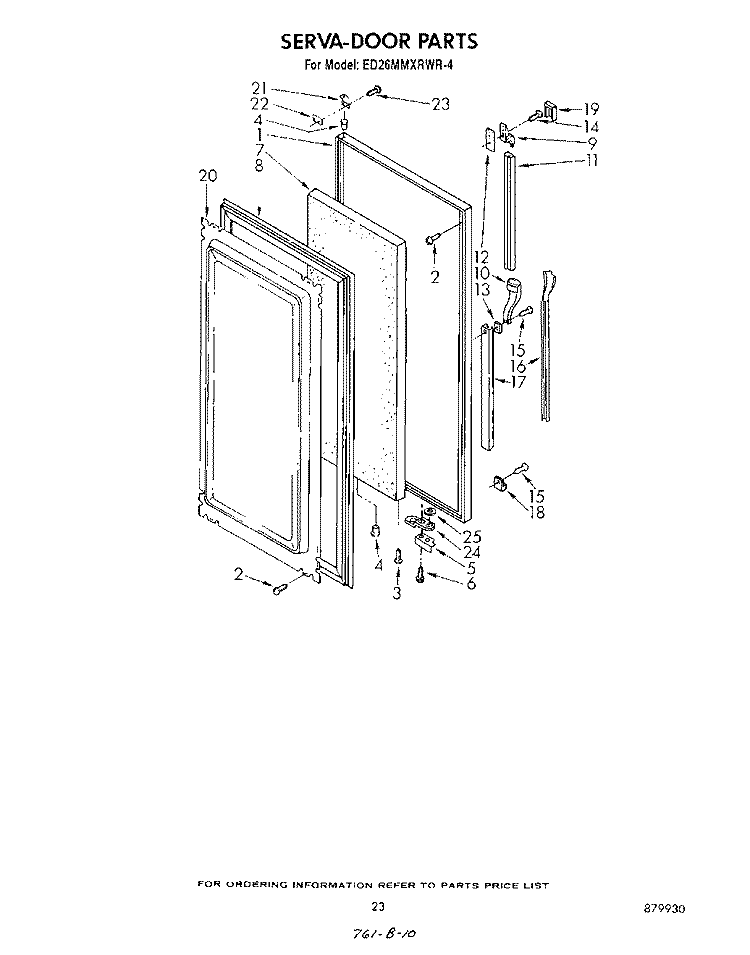 SERVA-DOOR , NOT ILLUSTRATED Diagram and Parts List for ED26MMXRWR4  Whirlpool Refrigerator
