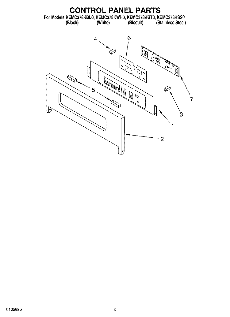 CONTROL PANEL Diagram and Parts List for KEMC378KSS0  KitchenAid Microwave Oven Combo