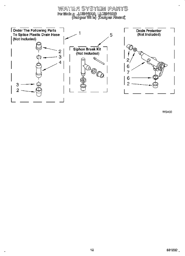WATER SYSTEM Diagram and Parts List for LLC8244DQ0  Whirlpool Washer
