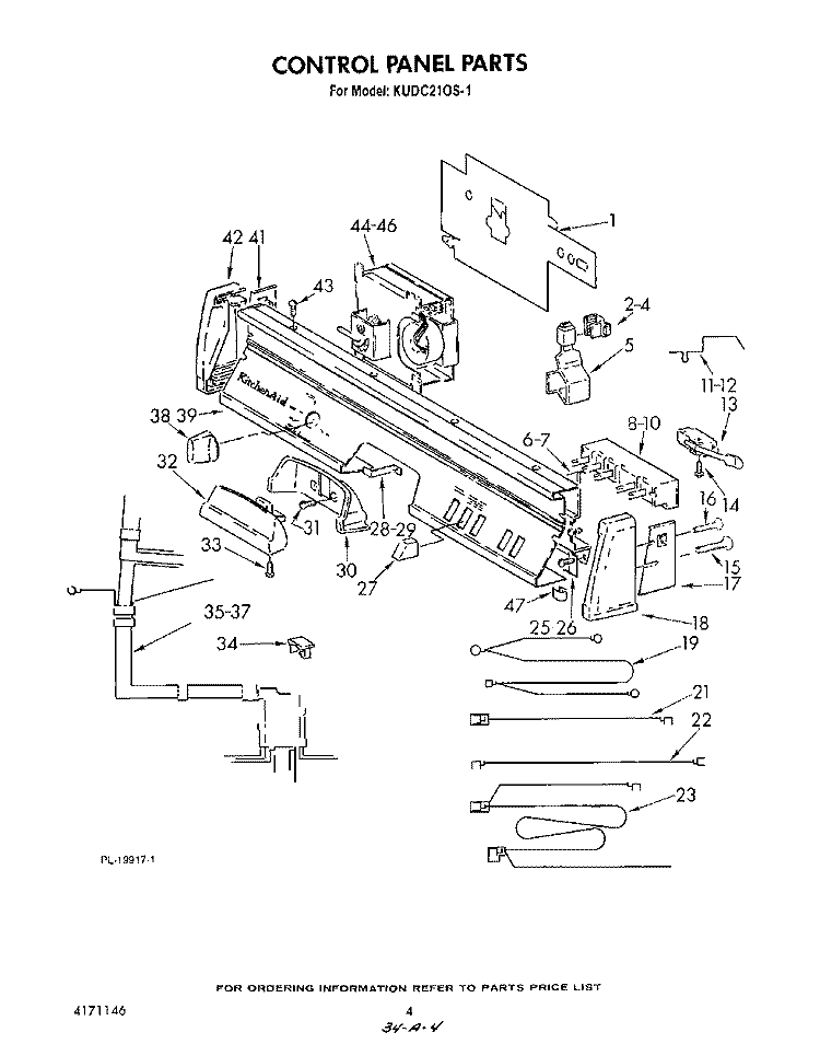 CONTROL PANEL , LITERATURE AND OPTIONAL Diagram and Parts List for KUDC210S1  KitchenAid Dishwasher