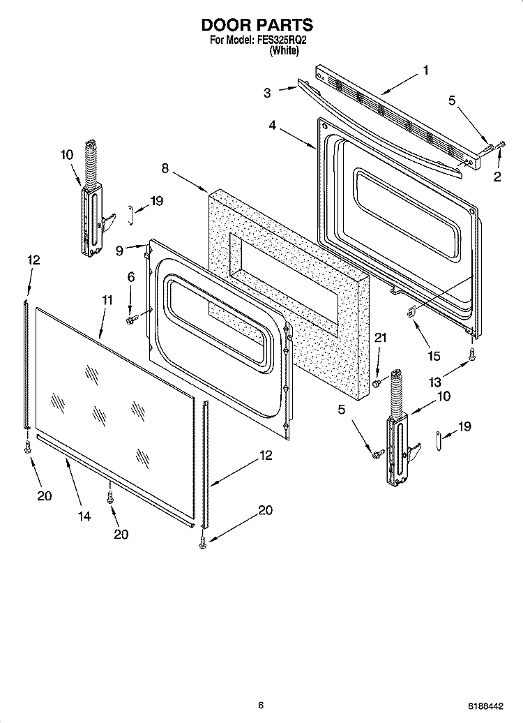 DOOR PARTS, OPTIONAL PARTS Diagram and Parts List for FES325RQ2  Roper Range