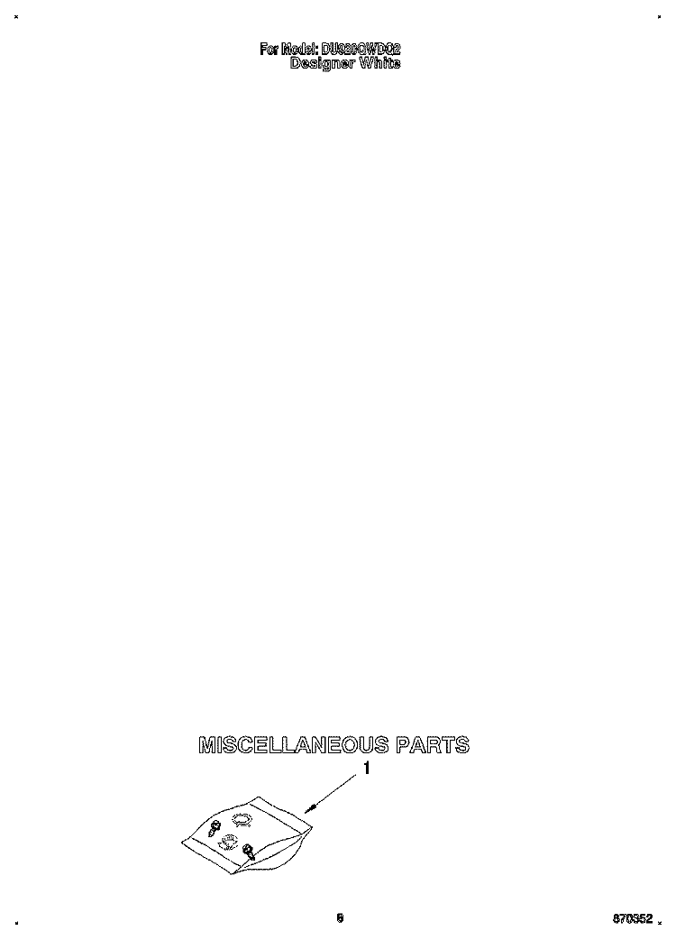 MISCELLANEOUS Diagram and Parts List for DU920QWDQ2  Whirlpool Dishwasher