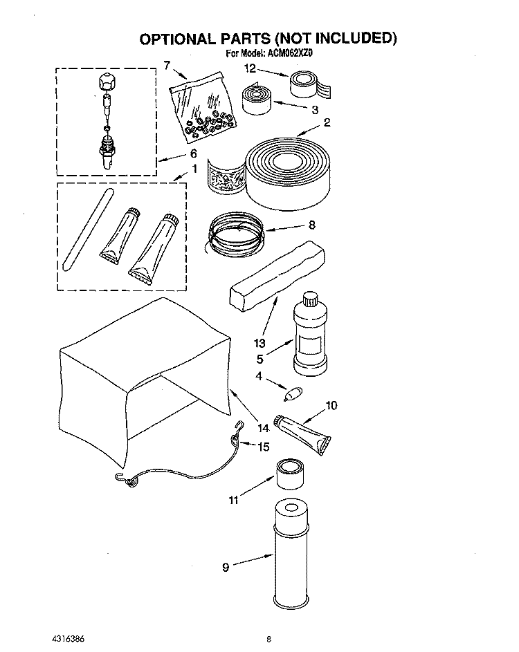 OPTIONAL Diagram and Parts List for ACM062XZ0  Whirlpool Air Conditioner