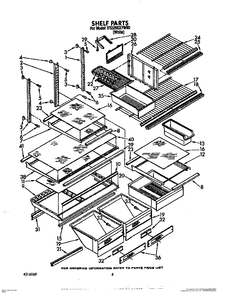 SHELF, OPTIONAL Diagram and Parts List for ET22RKXYW00  Whirlpool Refrigerator
