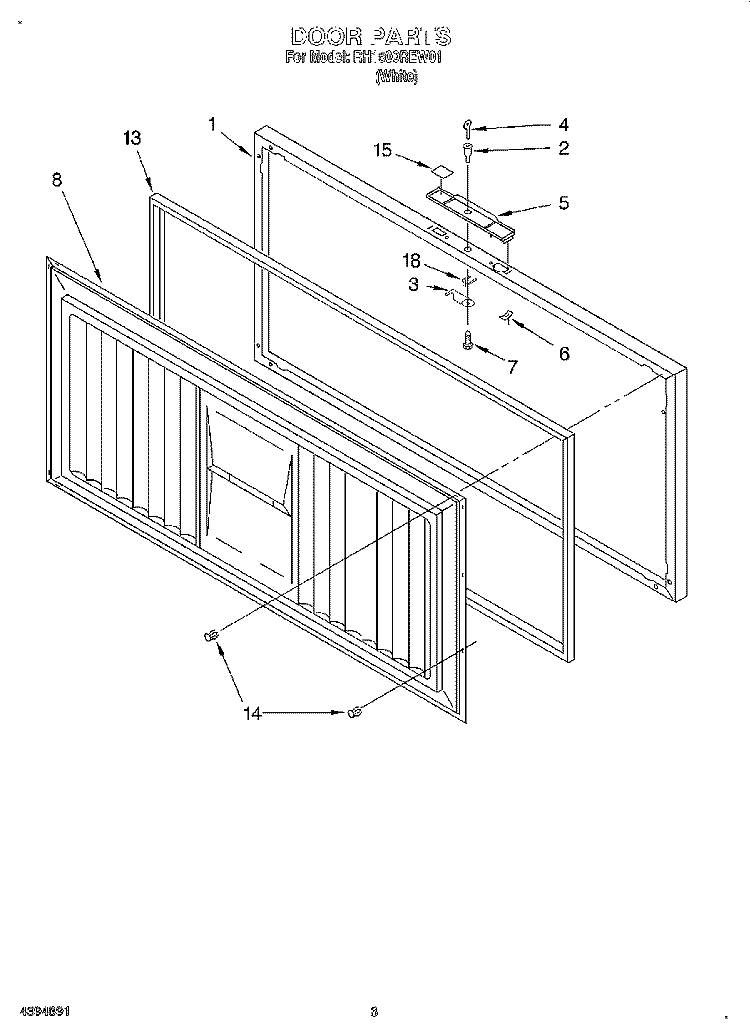 SECTION Diagram and Parts List for RH1500REW01  Roper Freezer