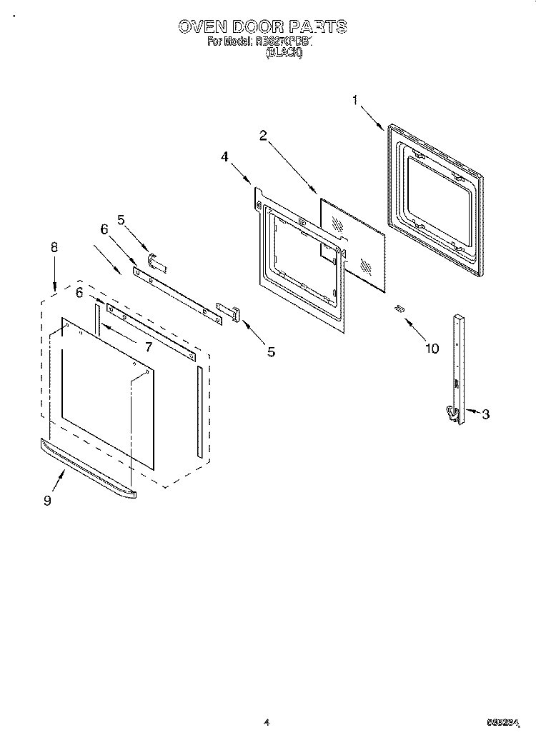 OVEN DOOR Diagram and Parts List for RBS270PDB1  Whirlpool Wall Oven
