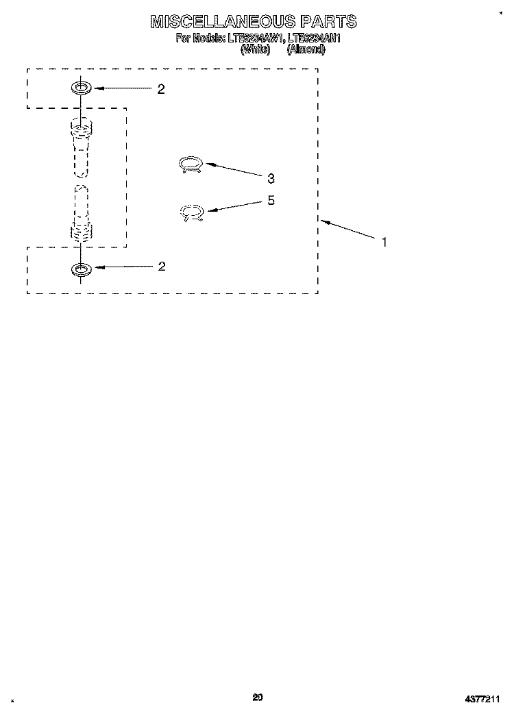 MISCELLANEOUS, LIT/OPTIONAL Diagram and Parts List for LTE6234AW1  Whirlpool Washer Dryer Combo