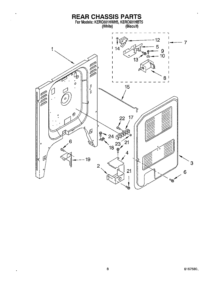 REAR CHASSIS Diagram and Parts List for KERC601HBT5  KitchenAid Range