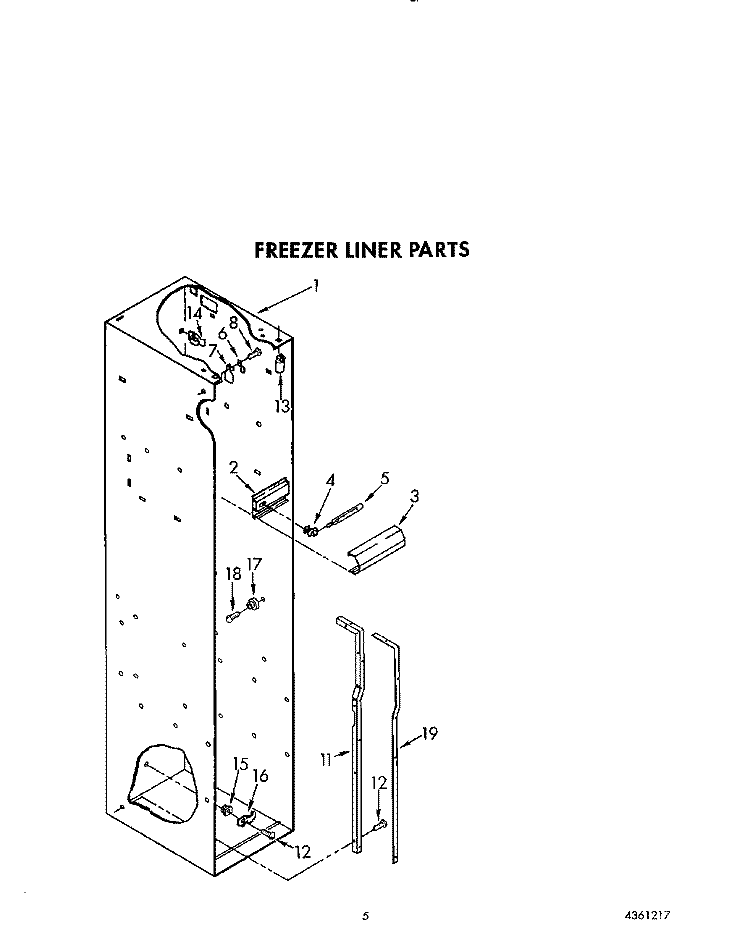 FREEZER LINER Diagram and Parts List for KSSS42MWX01  KitchenAid Refrigerator