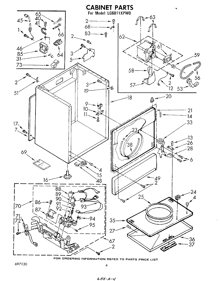 CABINET Diagram and Parts List for LG6811XPW0  Whirlpool Dryer