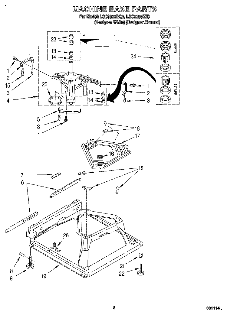 MACHINE BASE Diagram and Parts List for LSC9355BQ0  Whirlpool Washer