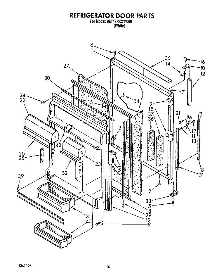 REFRIGERATOR DOOR Diagram and Parts List for 8ET18RKXYN00  Whirlpool Refrigerator