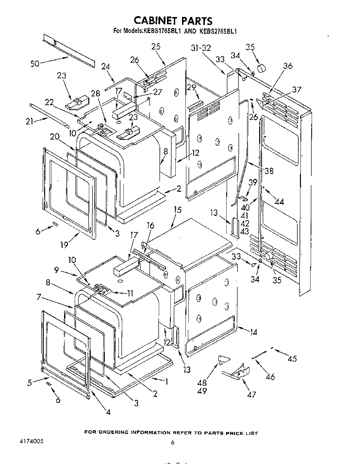 CABINET Diagram and Parts List for KEBS276SBL1  KitchenAid Wall Oven