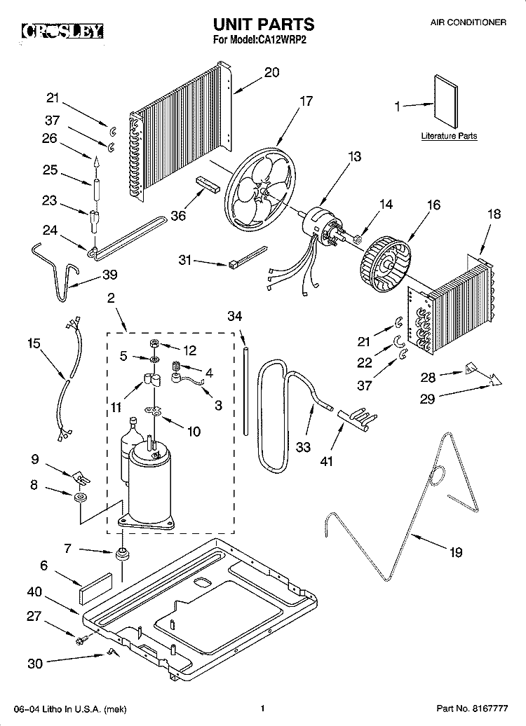 UNIT PARTS Diagram and Parts List for CA12WRP2  Crosley Air Conditioner