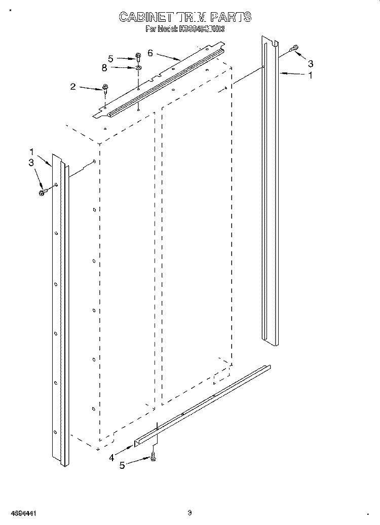CABINET TRIM Diagram and Parts List for KSSS48QDX03  KitchenAid Refrigerator