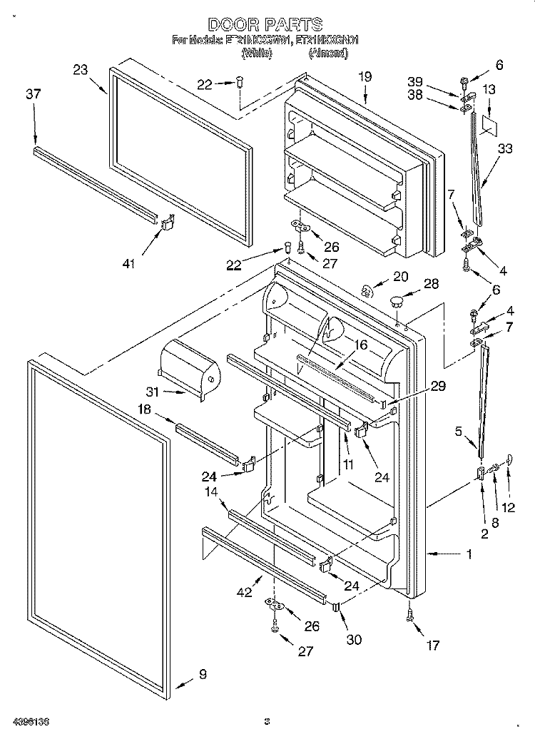 DOOR Diagram and Parts List for ET21NKXGW01  Whirlpool Refrigerator