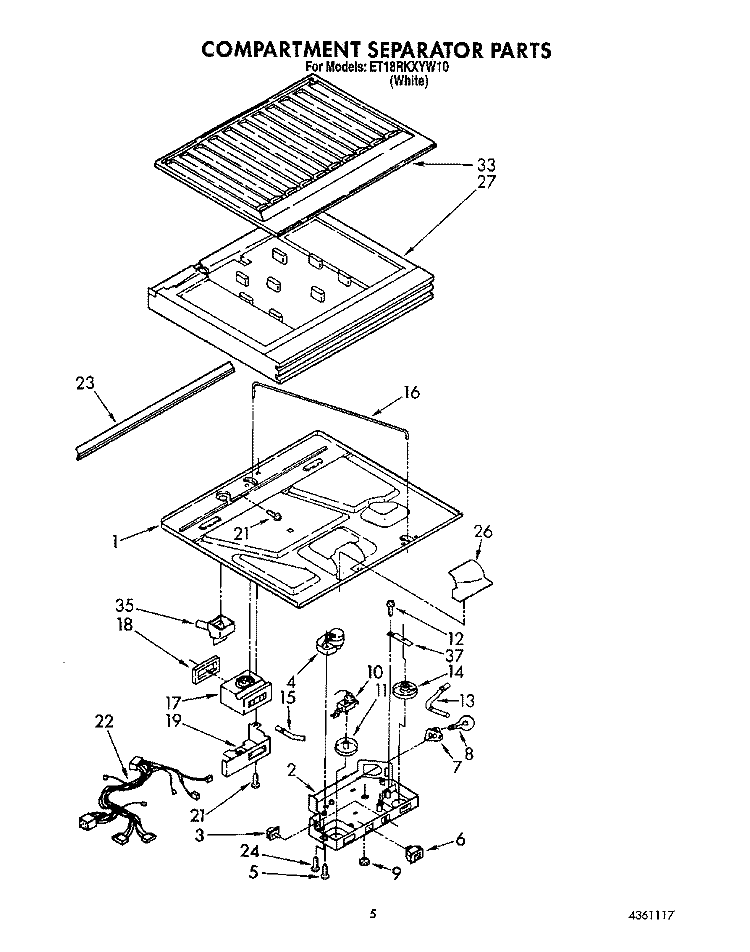 COMPARTMENT SEPARATOR Diagram and Parts List for ET18RKXYN10  Whirlpool Refrigerator